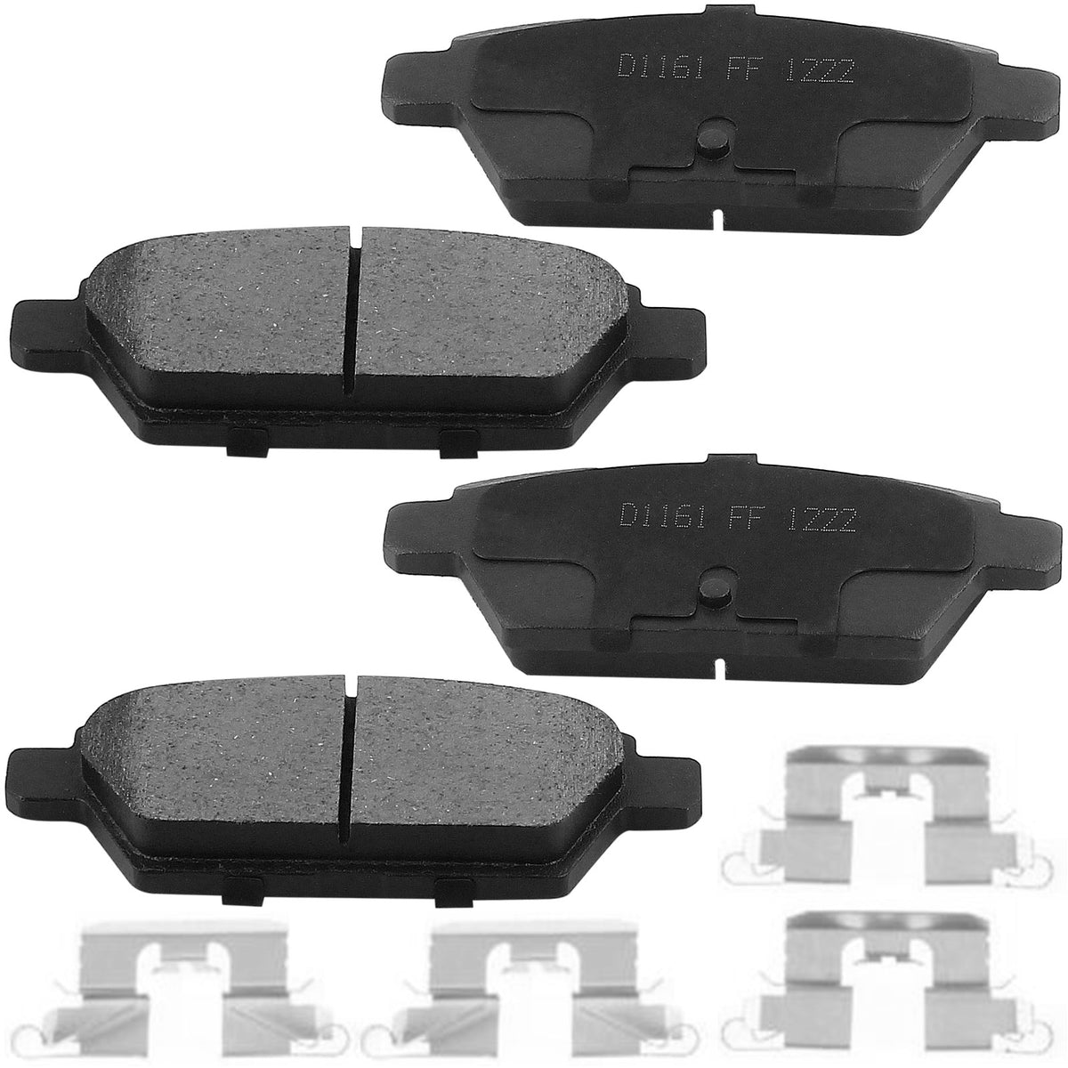 Front Ceramic Brake Pads w/Hardware Kits Fits for Ford Fusion, Lincoln MKZ Zephyr, Mazda 6, Mercury Milan Low Dust Brake Pad-4 Pack MotorbyMotor