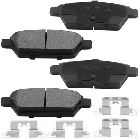 Front Ceramic Brake Pads w/Hardware Kits Fits for Ford Fusion, Lincoln MKZ Zephyr, Mazda 6, Mercury Milan Low Dust Brake Pad-4 Pack MotorbyMotor