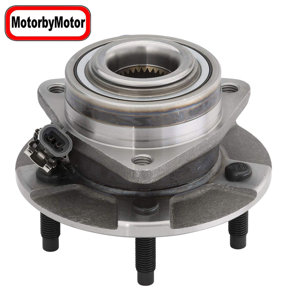 MotorbyMotor 513189 Front Wheel Bearing and Hub Assembly with 5 Lugs Fits for Saturn Vue 02-07, Pontiac Torrent 06, Chevrolet Equinox 05-06 Hub Bearing (4-Wheel ABS) MotorbyMotor