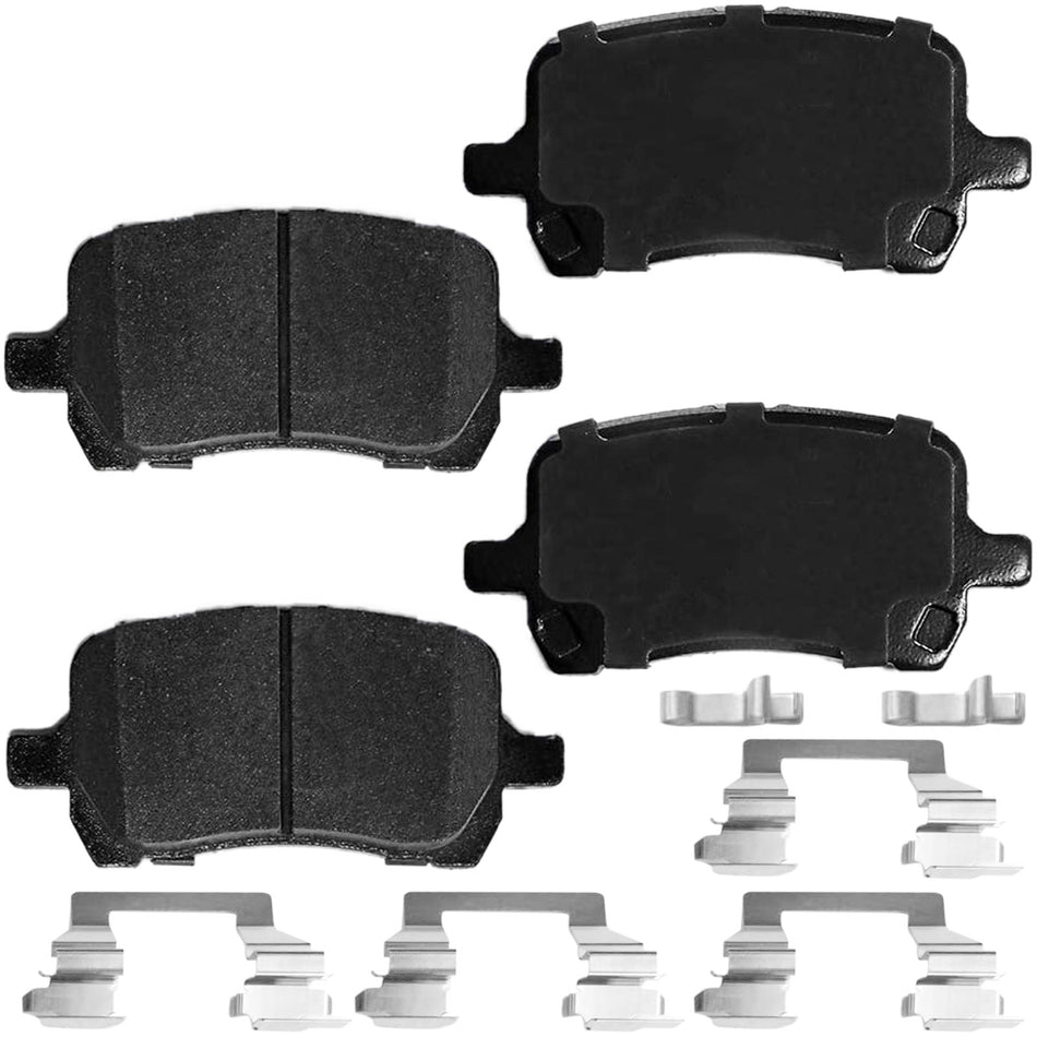 MotorbyMotor 4PC Front Ceramic Brake Pads with Hardware Kits Fits for Chevrolet Cobalt HHR Malibu, Pontiac G5 G6, Saturn Aura Low Dust Brake Pad MotorbyMotor