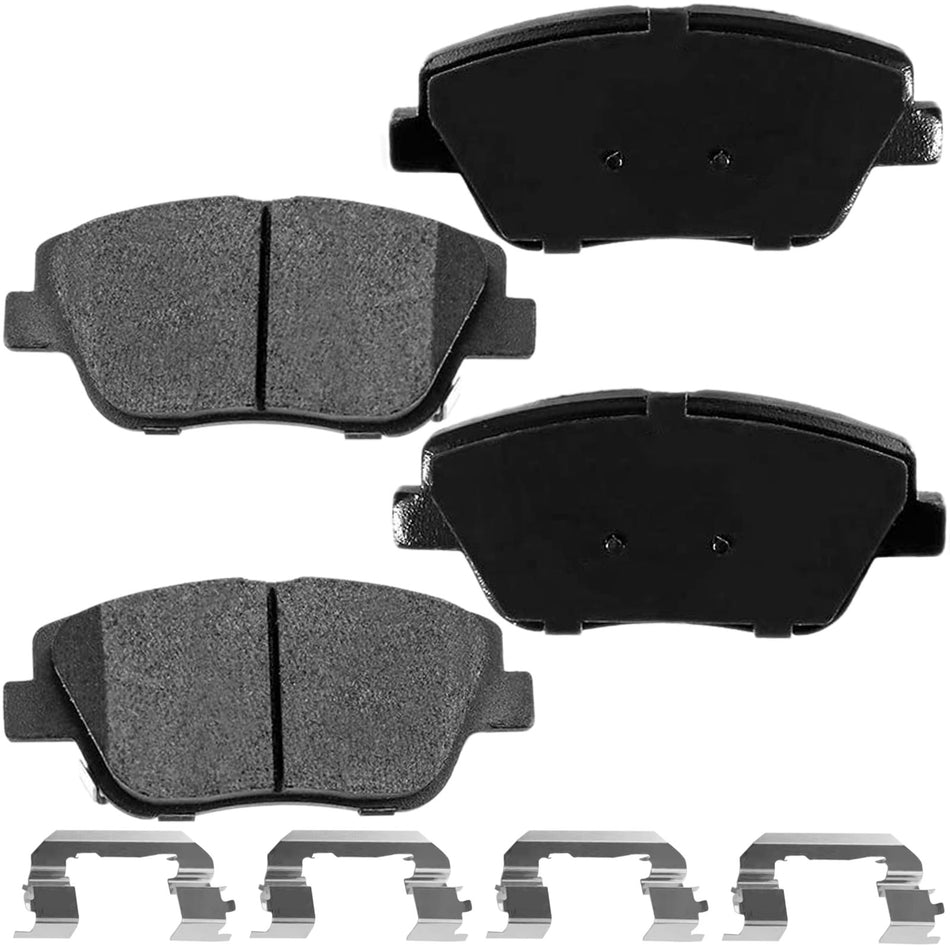 MotorbyMotor 4PC Front Ceramic Brake Pads with Hardware Kits, Hyundai Sonata, Kia Optima Low Dust Brake Pad MotorbyMotor