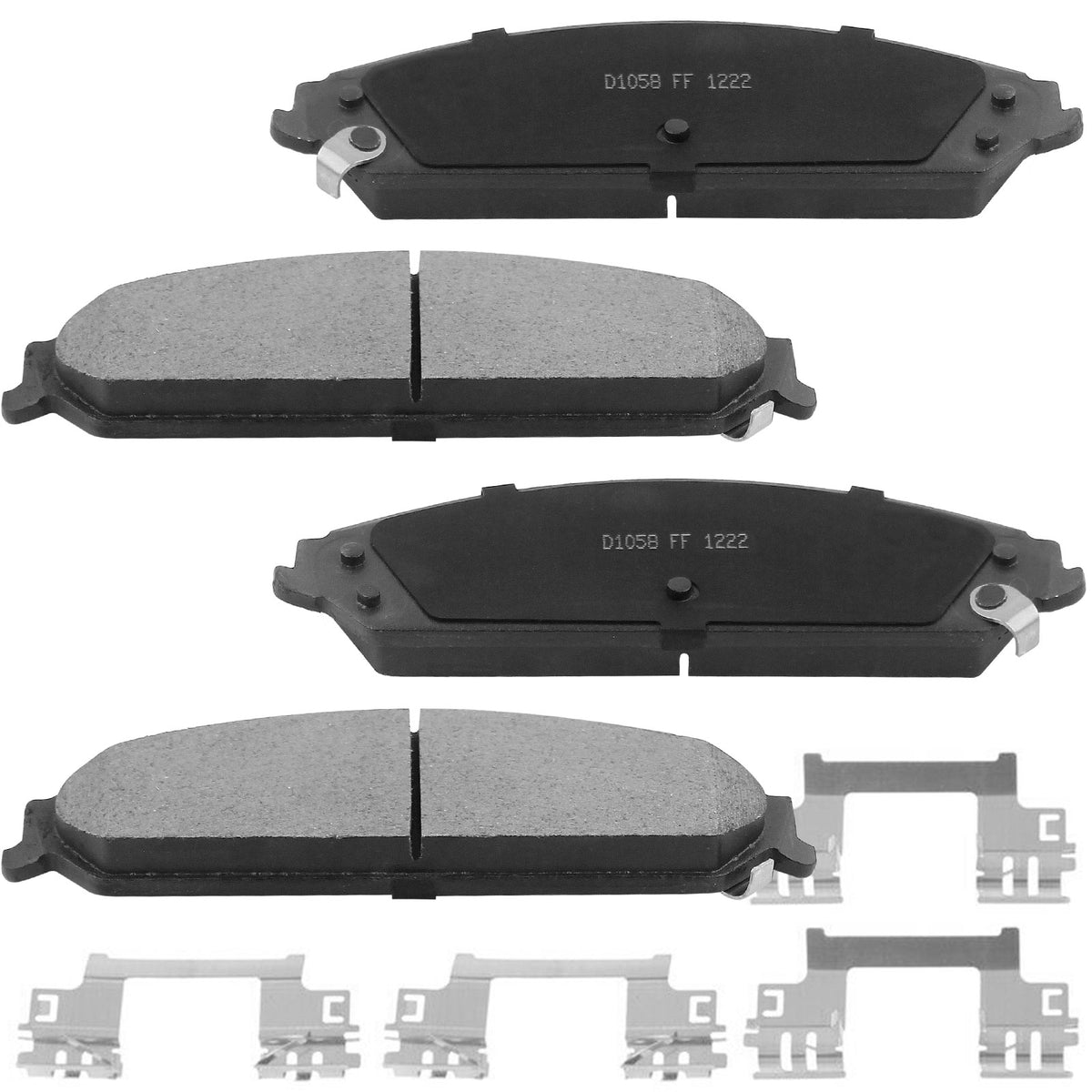 MotorbyMotor 4PC Front Ceramic Brake Pads with Hardware Kits Fits for Chrysler 200 300, Dodge Avenger Caliber Challenger Charger Magnum Low Dust Brake Pad MotorbyMotor