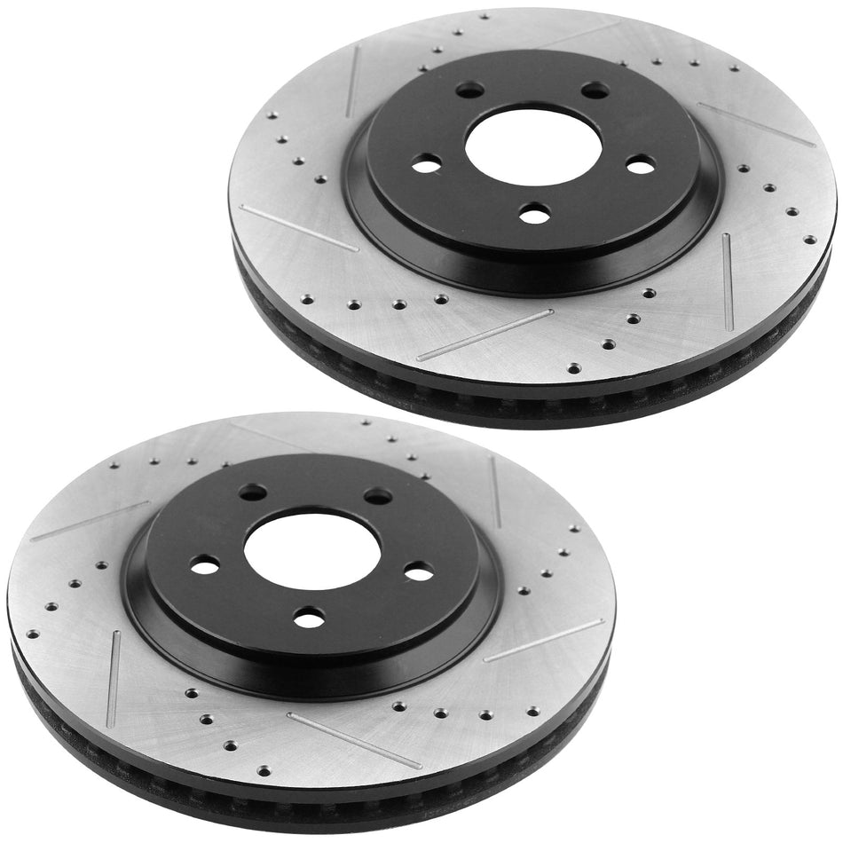 MotorbyMotor Front Brake Rotors & Brake Pad Kit 316mm Drilled & Slotted Design Fits for Ford Mustang (Excluded 2010 Base Model) MotorbyMotor