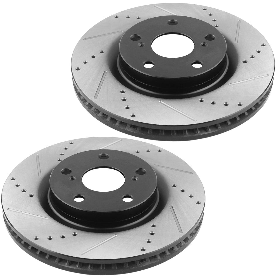 Front Drilled & Slotted Disc Brake Rotors + Ceramic Pads Fits for Lexus ES300 IS250, Toyota Avalon Camry Sienna Solara-5-Lug Wheel Holes MotorbyMotor