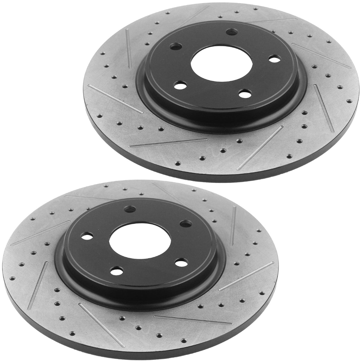 MotorbyMotor Rear Brake Rotors & Brake Pad Kit 328mm Drilled & Slotted Design Fits for Chrysler Town & Country, Dodge Grand Caravan Journey, RAM C/V, Volkswagen Routan MotorbyMotor