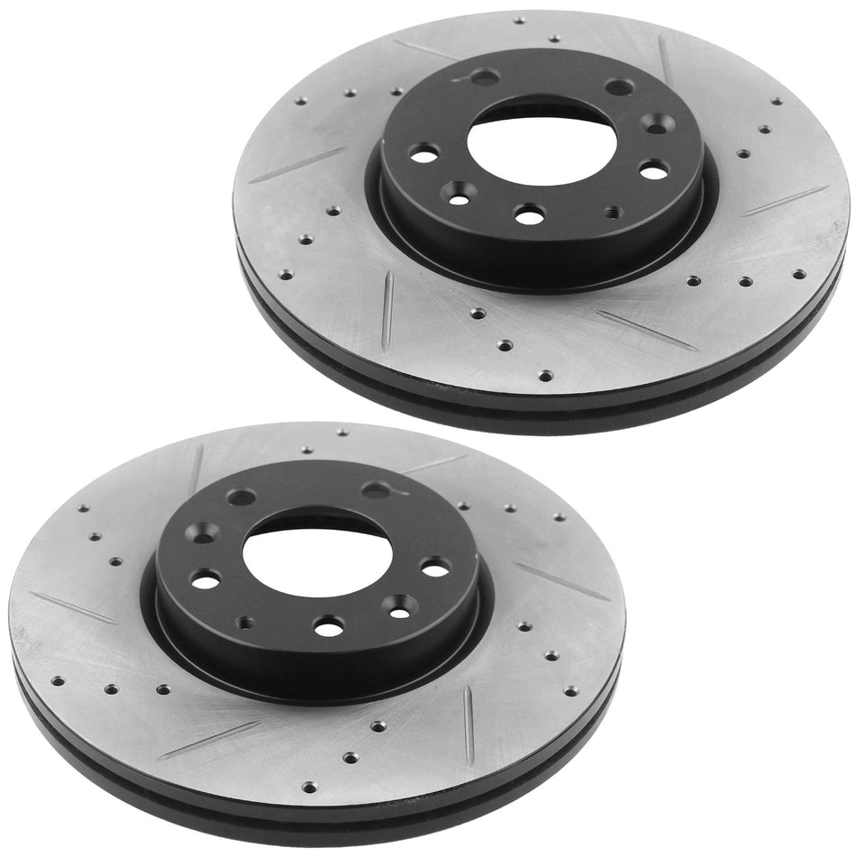 MotorbyMotor Front Brake Rotors 299mm Drilled & Slotted Design Brake Rotor & Brake Pad kit Fits for Ford Fusion, Lincoln MKZ Zephyr, Mazda 6, Mercury Milan MotorbyMotor