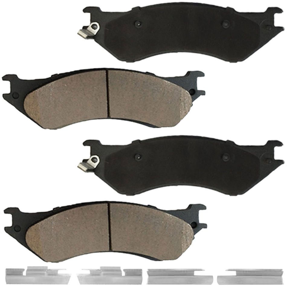 4PC Rear Ceramic Brake Pads w/Hardware Kits Fits for Dodge Ram 1500 2006-2008 (Mega Cab Models), Dodge Ram 2500 2003-2008 Low Dust Brake Pad (2WD or 4WD) MotorbyMotor