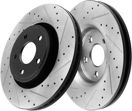 MotorbyMotor Rear Brake Rotors 270mm Drilled & Slotted Brake Rotor Fits for Chevrolet Cobalt HHR Malibu, Pontiac G5 G6, Saturn Aura Ion MotorbyMotor