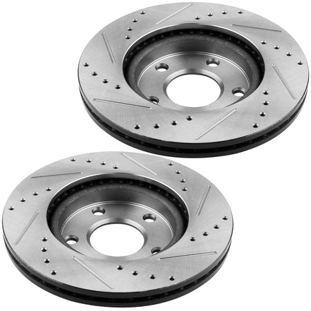 Rear Drilled & Slotted Disc Brake Rotors + Ceramic Pads Fits for 2013-2018 Ford Fusion, 2013-2016, 2013-2016 Lincoln MKZ MotorbyMotor