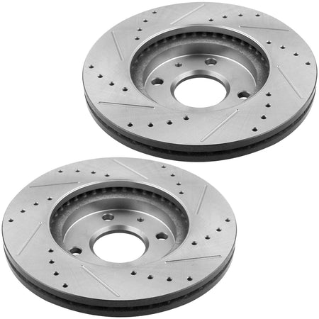 MotorbyMotor Front Brake Rotors 299mm Drilled & Slotted Design Brake Rotor & Brake Pad kit Fits for Ford Fusion, Lincoln MKZ Zephyr, Mazda 6, Mercury Milan MotorbyMotor