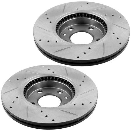 MotorbyMotor Front Brake Rotors 299mm Drilled & Slotted Brake Rotor Fits for Ford Fusion, Lincoln MKZ Zephyr, Mazda 6 (Not Included Speed Model), Mercury Milan-All Models MotorbyMotor