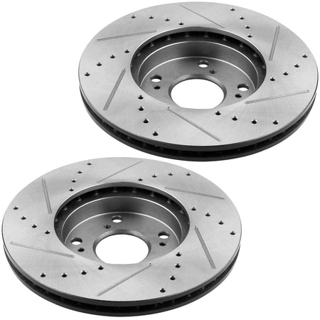 MotorbyMotor Front Brake Rotors 282mm Drilled & Slotted Brake Rotor Fits for Acura ILX, Honda Civic Accord Element CR-V MotorbyMotor