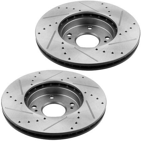 MotorbyMotor Front Brake Rotors 300mm Drilled & Slotted Brake Rotor Fits for Hyundai Sonata 2011 - 2014 (All Models), Kia Optima 2011 - 2015 (2.4L) MotorbyMotor