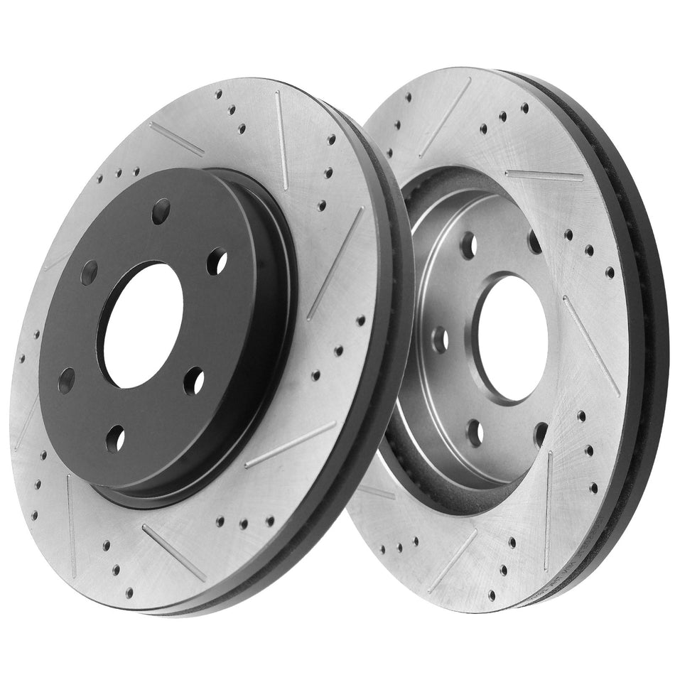 Rear Drilled and Slotted Disc Brake Rotors w/Ceramic Pads Fit Chevrolet Astro Avalanche 1500 Suburban 1500 Tahoe 1500;GMC Safari Sierra 1500 Yukon; Yukon XL 1500 (6 Lugs)-55066 MotorbyMotor