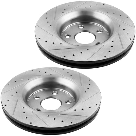 MotorbyMotor Front Brake Rotors & Brake Pad Kit 350mm Drilled & Slotted Design Fits for Jeep Grand Cherokee 2011-2017 (Exclude SRT Model or 6.2L /6.4L), Dodge Durango 2011-2017 (5.7 Only MotorbyMotor