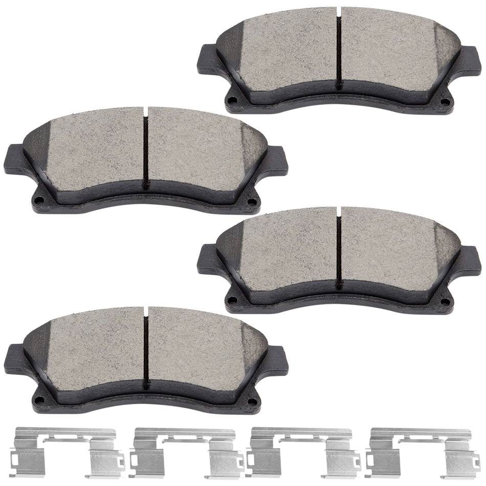 Front Ceramic Brake Pads w/Hardware Kits Fits for Chevrolet Cruze Limited, Chevrolet Sonic-Ceramic Low Dust Brake Pad-4 Pack MotorbyMotor