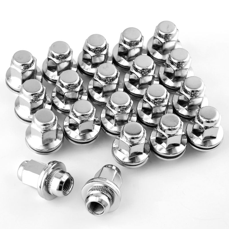 20pcs 14mmx1.5 Wheel Lug Nuts, Polished Stainless M14x1.5 Lug Nuts Fits for Toyota Tundra Sequoia 90942-A1001 MotorbyMotor