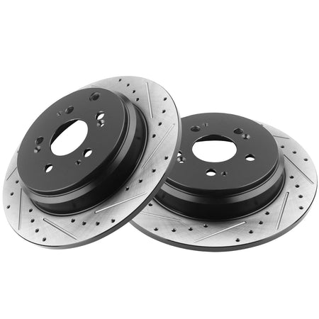 Rear Brake Rotors 334mm Drilled & Slotted Brake Rotor Fits for Acura MDX ZDX, Honda Pilot Odyssey-All Models MotorbyMotor