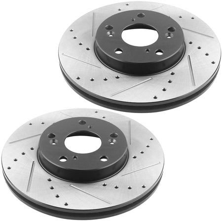 Motorbymotor Front Brake Rotors 294mm Drilled & Slotted Brake Rotor & Brake Pad kit Fits for Chrysler 200 Sebring Avenger, Dodge Avenger Caliber, Jeep Compass Patriot MotorbyMotor