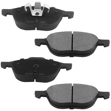 Front Ceramic Brake Pads w/Hardware Kits Fits for Ford Escape Focus Transit, Mazda 3 5, Volvo C30 C70 S40 V50-Ceramic Low Dust Brake Pad-4 Pack MotorbyMotor