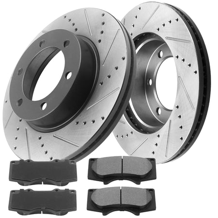 MotorbyMotor Front Brake Rotors 300mm Drilled & Slotted Design Brake Rotor & Brake Pad kit Fits for Acura ILX 2013-2015, Honda Civic 2012-2015, Honda CR-V 2005-2006 MotorbyMotor