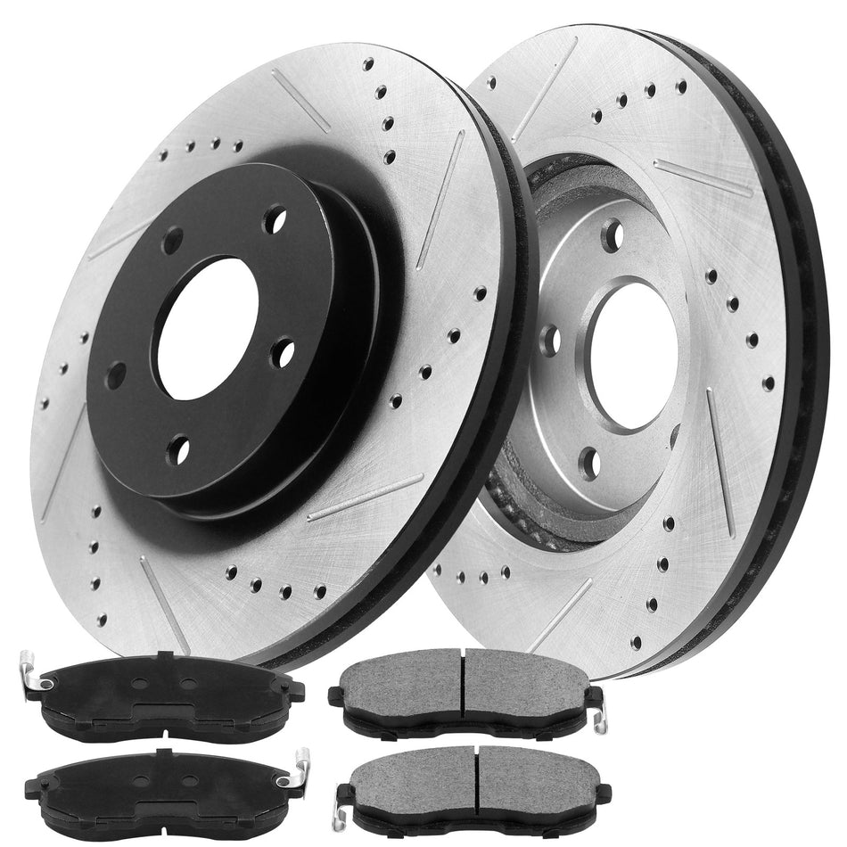 MotorbyMotor Rear Brake Rotors 313mm Drilled & Slotted Design Brake Rotor & Brake Pad kit Fits for Honda Polit 2003-2008 (All Models), Acura MDX 2001 - 2006 (AWD Models) MotorbyMotor