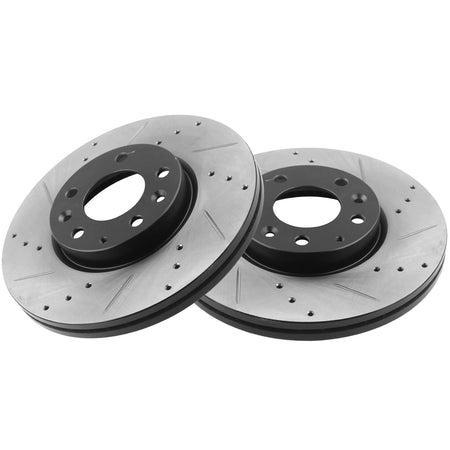 MotorbyMotor Front Brake Rotors 299mm Drilled & Slotted Brake Rotor Fits for Ford Fusion, Lincoln MKZ Zephyr, Mazda 6 (Not Included Speed Model), Mercury Milan-All Models MotorbyMotor