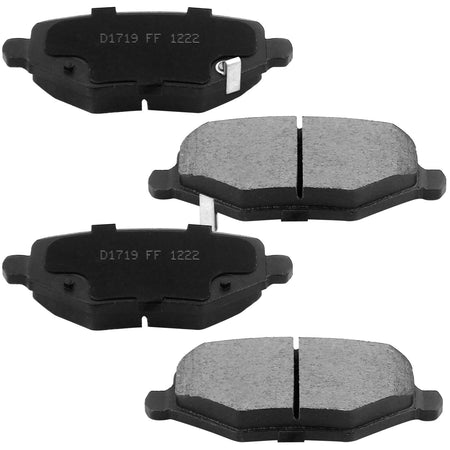 Rear Ceramic Brake Pads w/Hardware Kits Fits for Chrysler Town & Country, Dodge Grand Caravan, Ram C/V, Volkswagen Routan Ceramic Low Dust Brake Pad-4 Pack MotorbyMotor