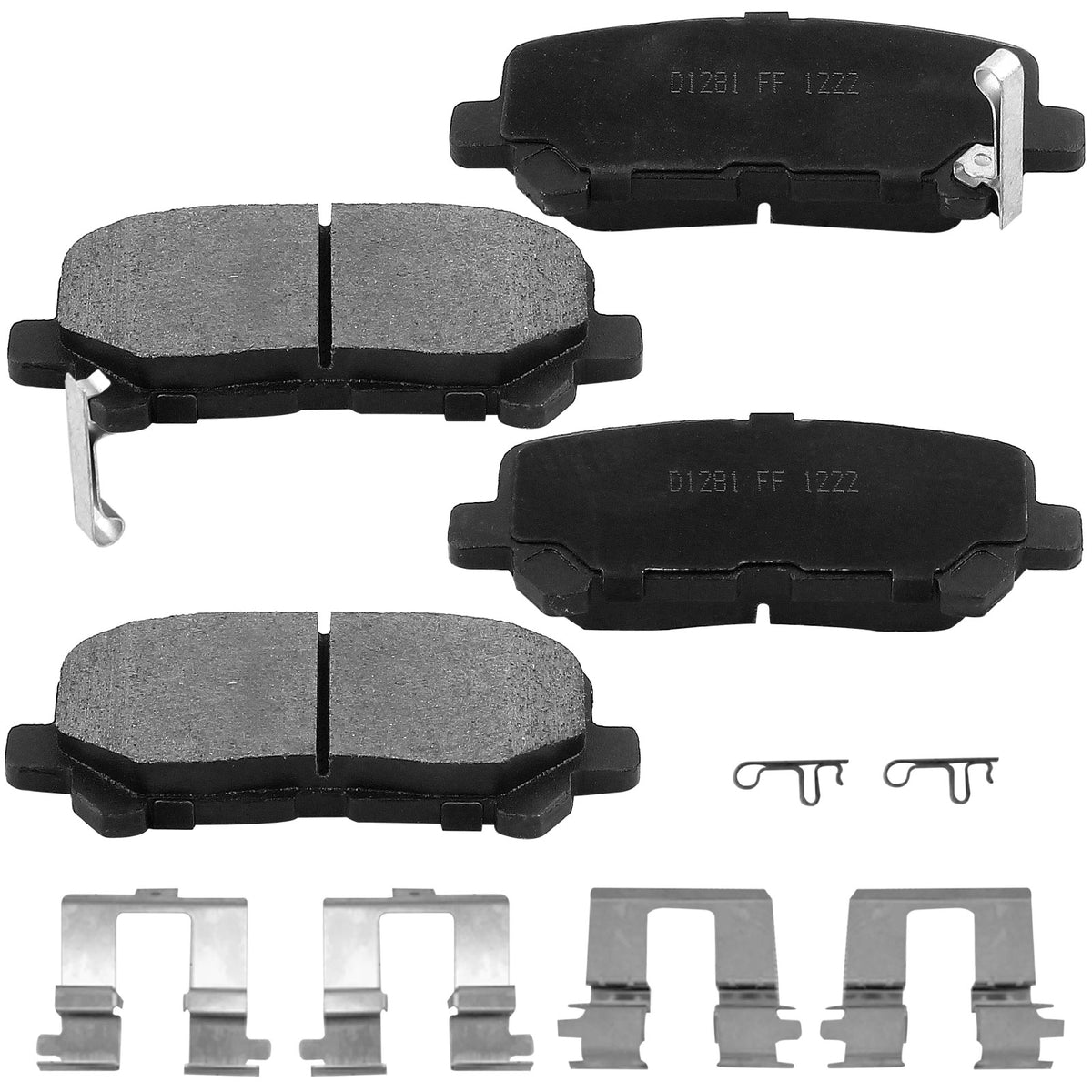 Rear Ceramic Brake Pads w/Hardware Kits Fits for Acura MDX ZDX, Honda Odyssey Pilot (All Models)-Low Dust Brake Pad-4 Pack MotorbyMotor