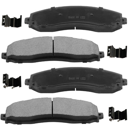 Rear Ceramic Brake Pads w/Hardware Kits Fits forFord F250 F350 F450 Super Duty-Ceramic Low Dust Brake Pad-4 Pack MotorbyMotor