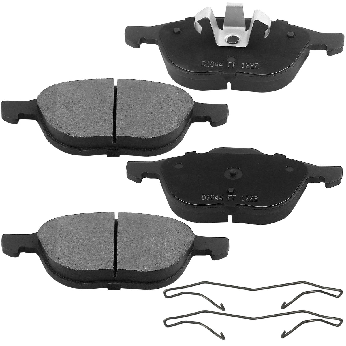 Front Ceramic Brake Pads w/Hardware Kits Fits for Ford Escape Focus Transit, Mazda 3 5, Volvo C30 C70 S40 V50-Ceramic Low Dust Brake Pad-4 Pack MotorbyMotor