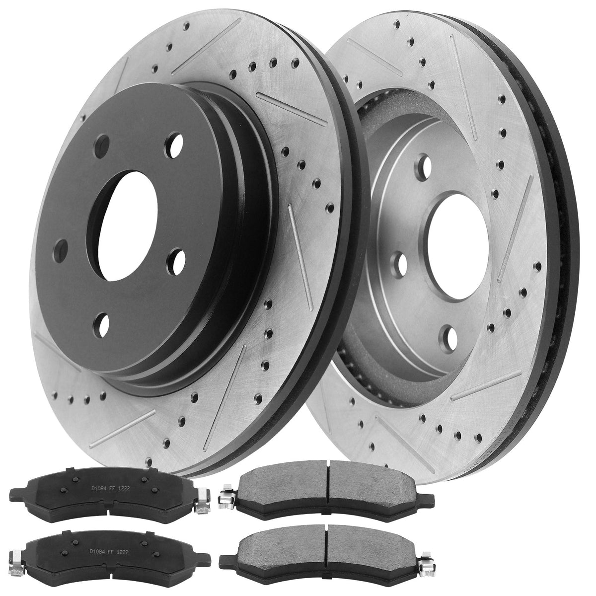 Motorbymotor Front Brake Rotors 336mm E-Coating Drilled & Slotted Brake Rotor & Brake Pad kit Fits for Dodge Ram 1500 Durango, Ram 1500, Chrysler Aspen MotorbyMotor