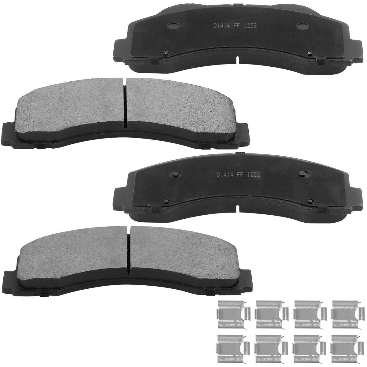 Front Ceramic Brake Pads w/Hardware Kits Fits Ford Expedition 10-18, Ford F-150 10-17, Lincoln Navigator 10-18-Ceramic Low Dust Brake Pad-4 Pack MotorbyMotor