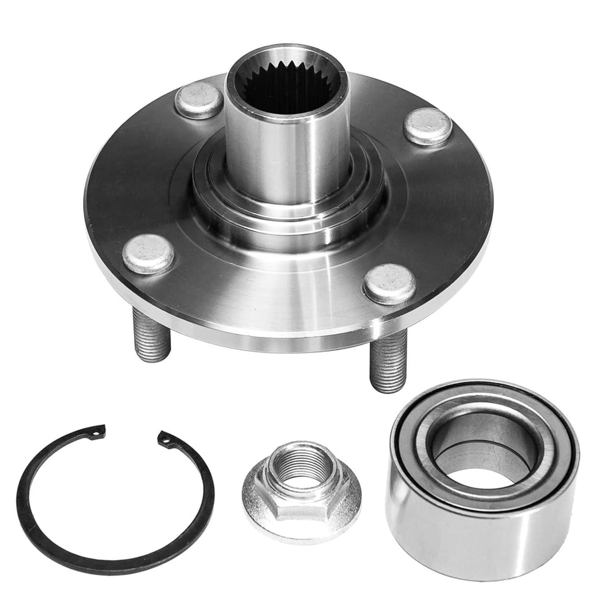 MotorbyMotor 518510 Front Wheel Bearing and Hub Assembly with 4 Lugs Fits for 2000-2011 Ford Focus Low-Runout OE Directly Replacement Hub Bearing (w/ABS) MotorbyMotor