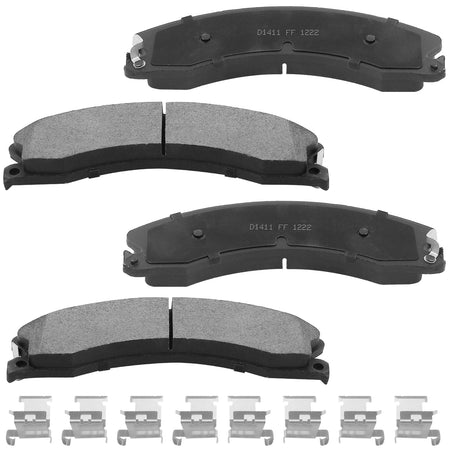 Front Rear Ceramic Brake Pads with Hardware Kits Chevry Express 3500 4500 Silverado 2500 3500 Suburban 3500, GMC Savana 3500 4500 Sierra 3500HD, Nissan NV1500 NV3500 NV3500 Titan XD MotorbyMotor