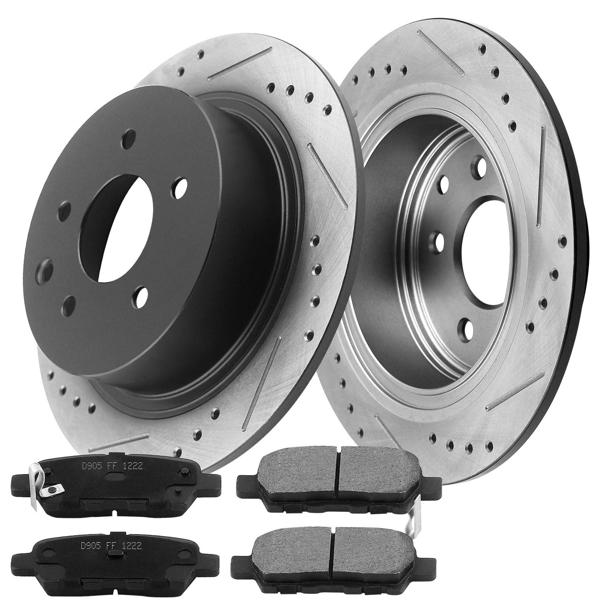 MotorbyMotor Rear Brake Rotors 292mm Drilled & Slotted Design Brake Rotor & Brake Pad kit Fits for Nissan Juke Sentra Altima Maxima MotorbyMotor