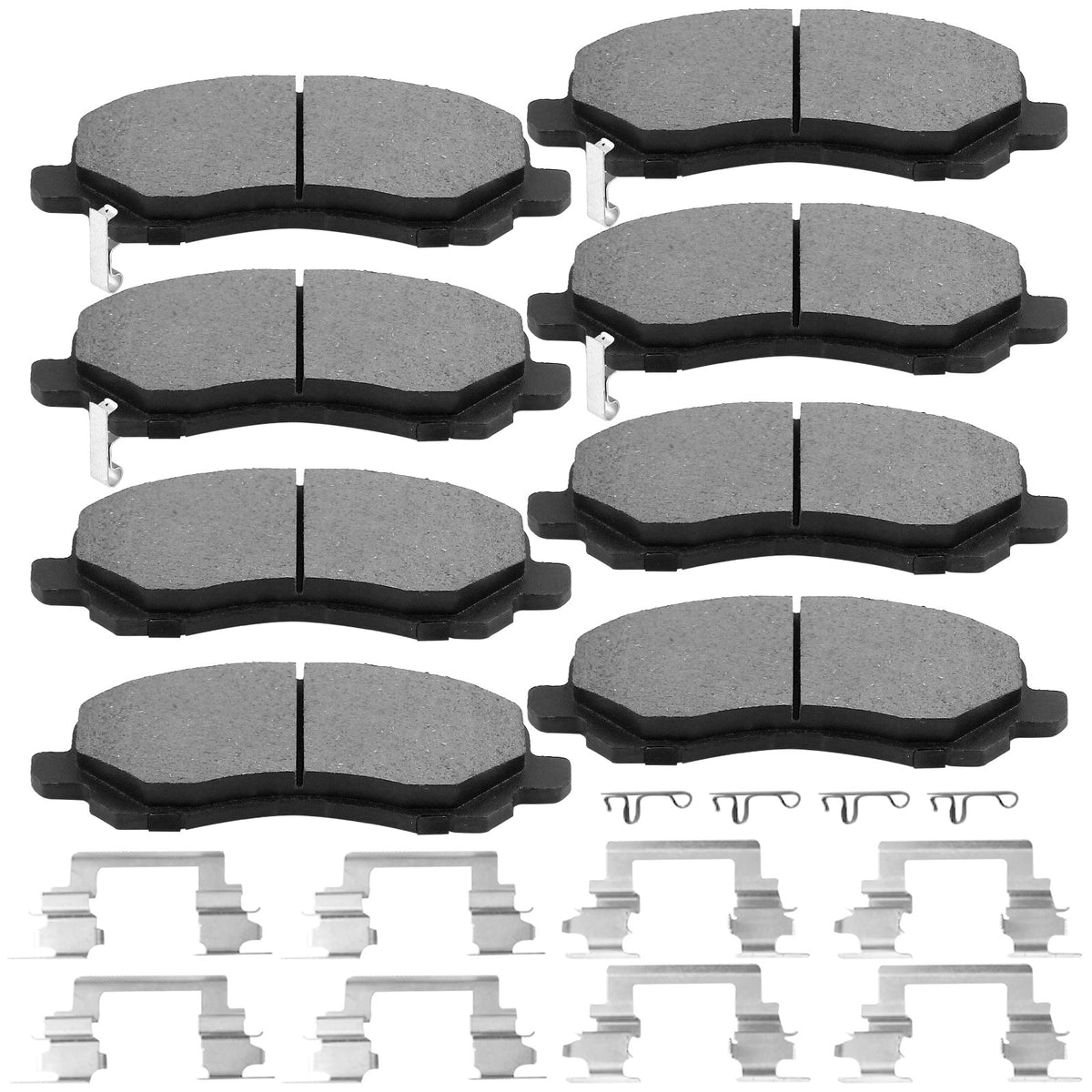 8 PCS Front & Rear Ceramic Brake Pads w/Hardware Kits Fits for Chrysler 200 Sebring, Dodge Avenger Caliber, Jeep Compass Patriot Low Dust Brake Pad MotorbyMotor