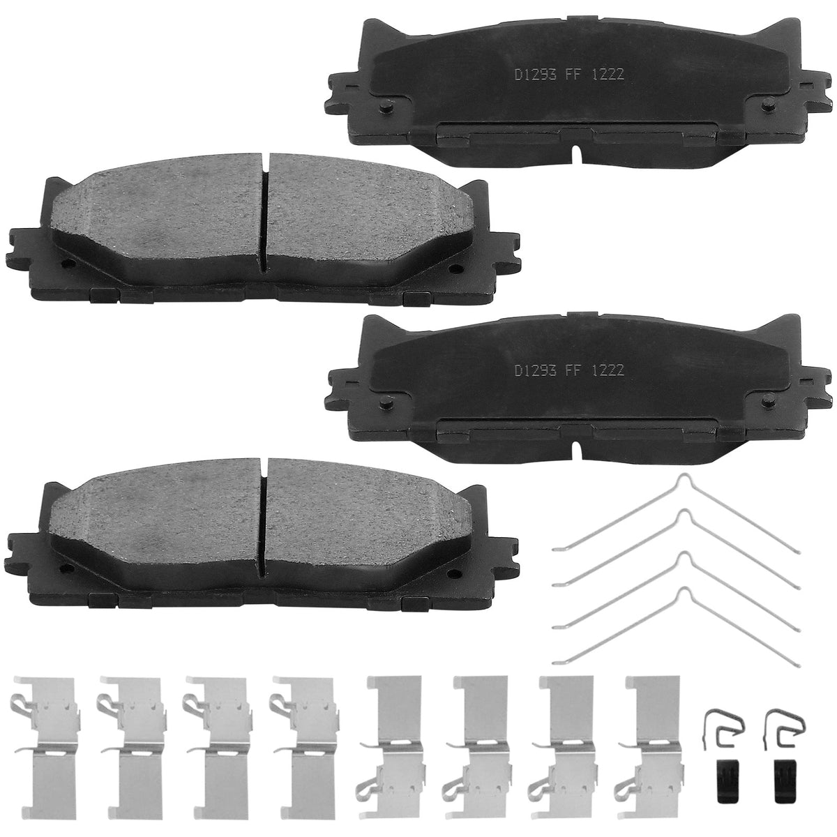 Front Ceramic Brake Pads w/Hardware Kits Fits for Toyota Avalon 08 - 18, Toyota Camry 07 - 17,Lexus ES300H 13 - 18, Lexus ES350 07 - 18-Low Dust Brake Pad-4 Pack MotorbyMotor