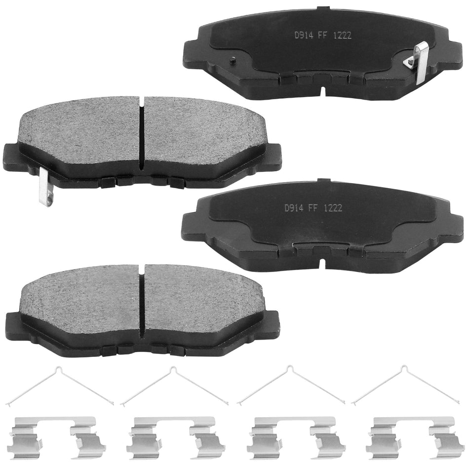 Front Ceramic Brake Pads w/Hardware Kits Fits for Honda Accord Civic CR-V CR-Z Element FIT Pilot, Acura ILX Ceramic Low Dust Brake Pad-4 Pack MotorbyMotor