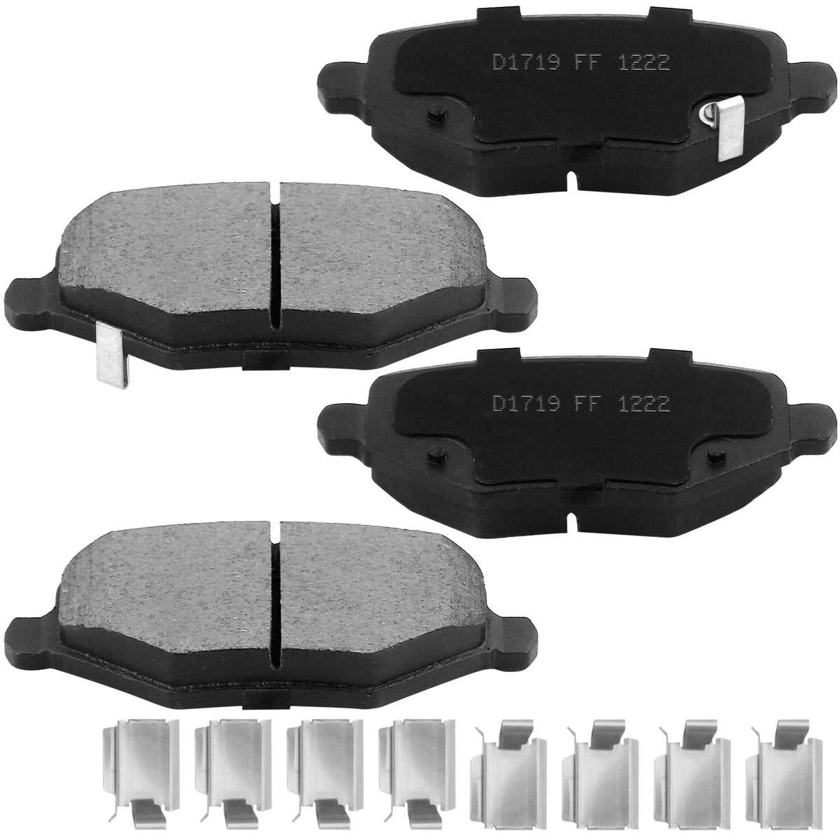 Rear Ceramic Brake Pads w/Hardware Kits Fits for Chrysler Town & Country, Dodge Grand Caravan, Ram C/V, Volkswagen Routan Ceramic Low Dust Brake Pad-4 Pack MotorbyMotor