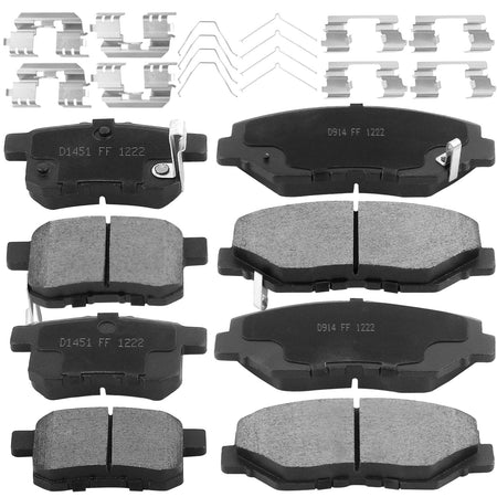 8 PCS Front & Rear Ceramic Brake Pads w/Hardware Kits Fits for Honda Accord Low Dust Brake Pad MotorbyMotor