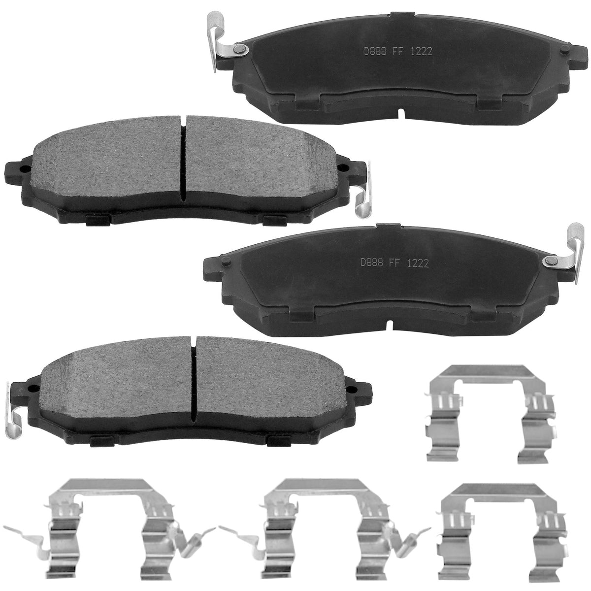 Front Ceramic Brake Pads w/Hardware Kits Fits for Infiniti EX35 EX37 FX37 FX45 G25 G35 G37 M35 M35H M37 M45 M56 Q40 Q45 Q70 Q70L QX50 QX70, Nissan 350Z 370Z Murano Pathfinder-4 Pack MotorbyMotor