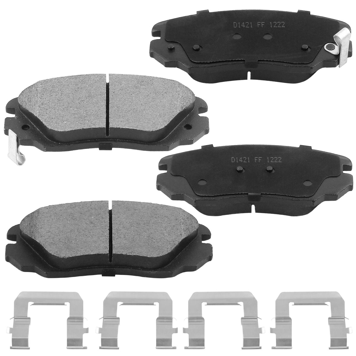 MotorbyMotor 4PC Front Ceramic Brake Pads with Hardware Kits Fits for Buick Allure Cascada Lacrosse Regal, Cadillac ELR, Chevy Equinox Impala Malibu Limited Terrain, Saab 44809, Nissan Titan XD Low Dust Brake Pad MotorbyMotor