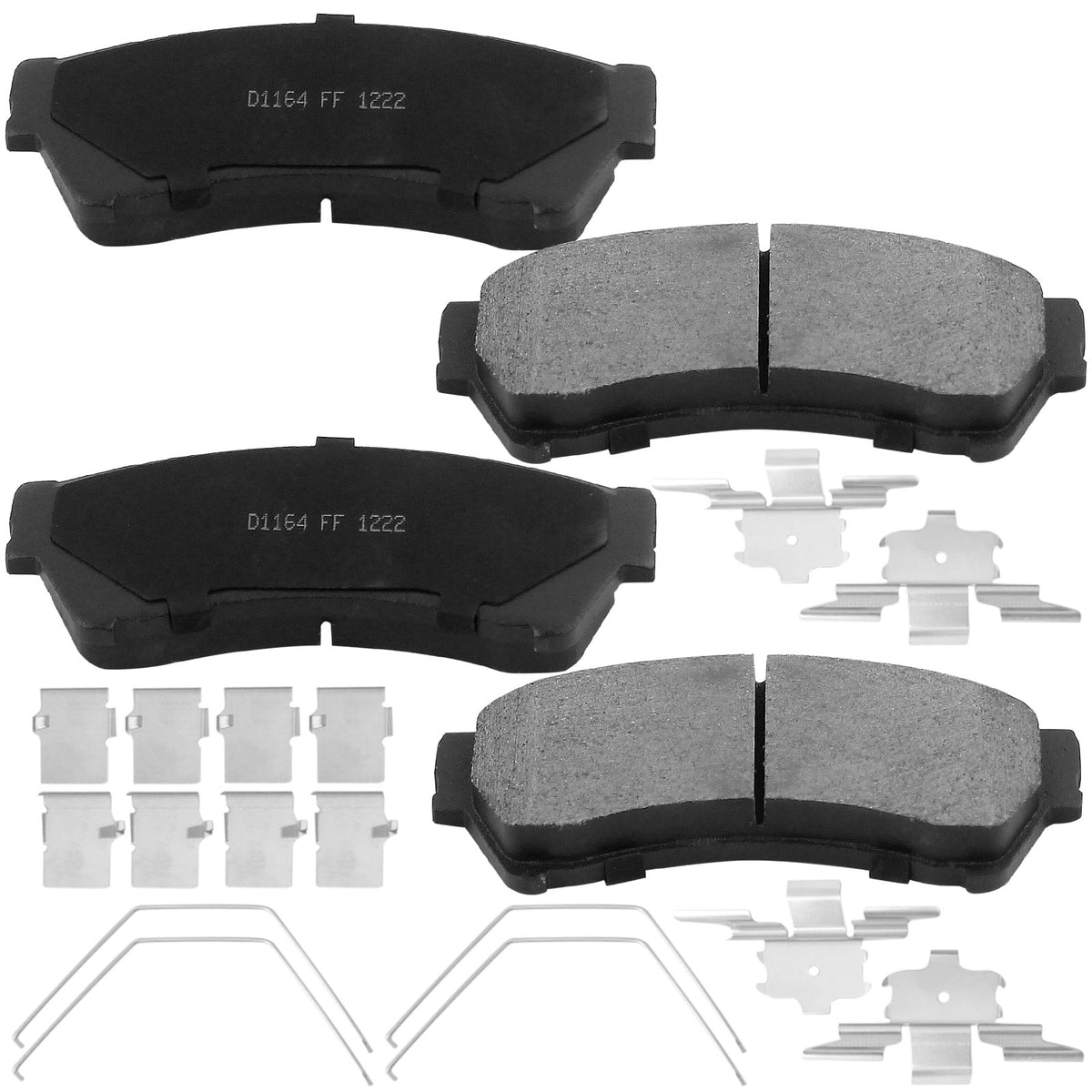 Front Ceramic Brake Pads w/Hardware Kits Fits for Ford Fusion, Lincoln MKZ Zephyr, Mazda 6 Milan-Low Dust Brake Pad-4 Pack MotorbyMotor