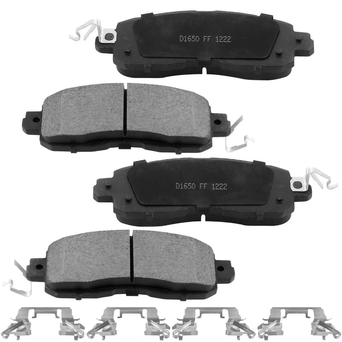 Front Ceramic Brake Pads w/Hardware Kits Fits for Nissan Altima 2013-2020, Nissan Leaf 2014-2017 -Ceramic Low Dust Brake Pad-4 Pack MotorbyMotor