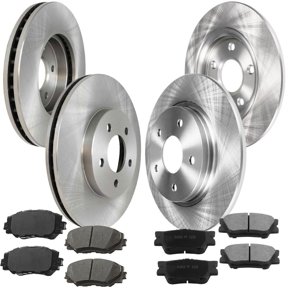 MotorbyMotor Front Rear Brakes and Rotors fits for 2007-2011 Toyota Camry, 2008-2012 Toyota Avalon, 2007-2012 Lexus ES350 Slotted Disc Brake Rotor & Ceramic Brake Pads, Brake Kits MotorbyMotor