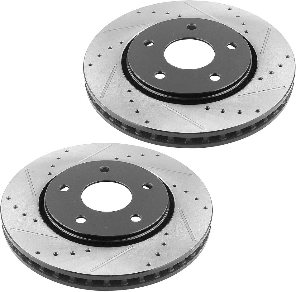 MotorbyMotor Front Brake Rotors fits for 2008-2015 Scion XB, 2006-2018 Toyota Rav4, 2012-2018 Toyota Prius, 2010-2012 Lexus HS250H 275mm Drilled & Slotted Disc Brake Rotor MotorbyMotor