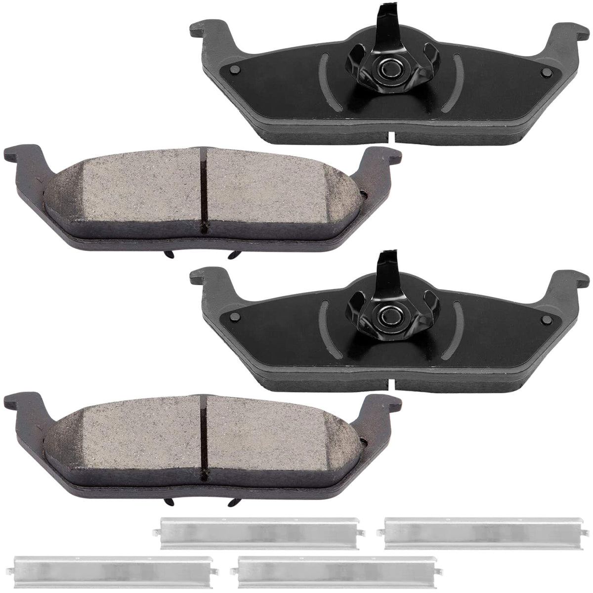 Rear Ceramic Brake Pads w/Hardware Kits Fits for Ford F-150 2005-2012, Lincoln Mark LT 2006-2008 Ceramic Low Dust Brake Pad-4 Pack MotorbyMotor