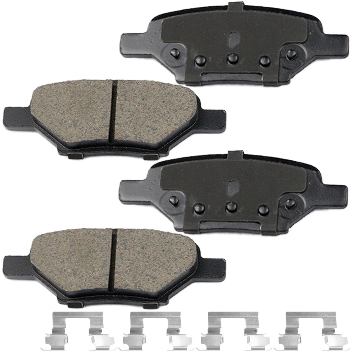 Rear Ceramic Brake Pads w/Hardware Kits Fits for Chevolet Cobalt HHR Malibu, Pontiac G5 G6, Saturn Aura Ion-Ceramic Low Dust Brake Pad-4 Pack MotorbyMotor