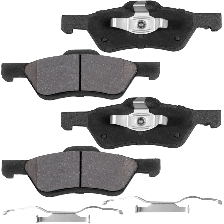 Front Ceramic Brake Pads w/Hardware Kits Fits for Ford Escape, Mazda Tribute,Mercury Mariner -Low Dust Brake Pad-4 Pack MotorbyMotor